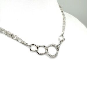 Stefani Argento Sterling Silver Multi Strand Open Loop Necklace Italy